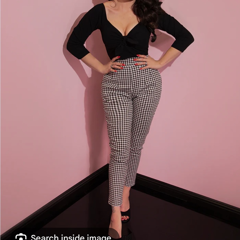 Vixen by Micheline Pitt Black and White Cropped Pants